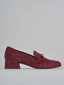 Mocassini tacco 5cm camoscio bordo'