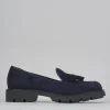 Mocassini tacco 2cm camoscio blu
