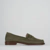 Mocassini tacco 2cm camoscio verde