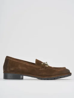 Mocassini tacco 1cm camoscio marrone