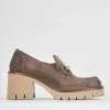 Mocassini tacco 6cm camoscio beige