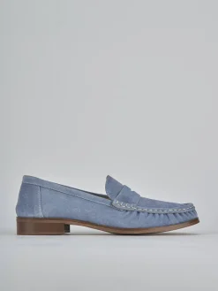 Mocassini tacco 1cm camoscio jeans