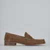 Mocassini tacco 1cm camoscio marrone