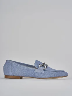 Mocassini tacco 1cm camoscio jeans