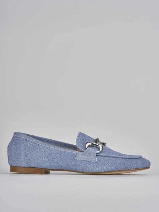 Mocassini tacco 1cm camoscio jeans