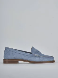 Mocassini tacco 1cm camoscio jeans