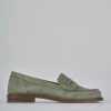 Mocassini tacco 1cm camoscio verde