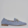 Mocassini tacco 1cm camoscio jeans