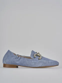 Mocassini tacco 1cm camoscio jeans