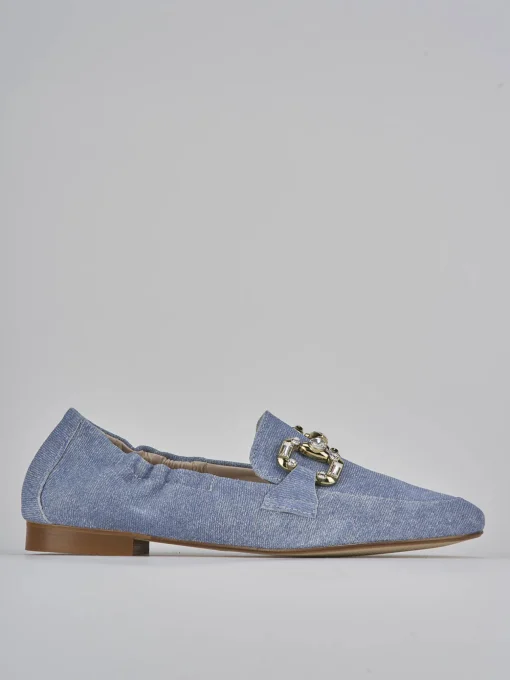 Mocassini tacco 1cm camoscio jeans
