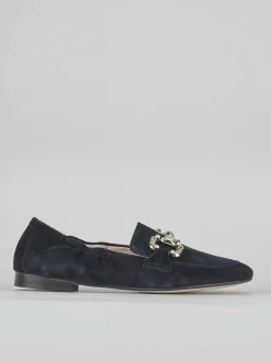 Mocassini tacco 1cm camoscio blu