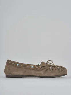 Mocassini tacco 1cm camoscio beige