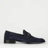 Mocassini tacco 1cm camoscio blu