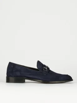 Mocassini tacco 1cm camoscio blu
