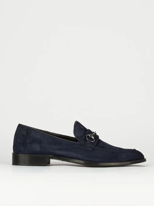 Mocassini tacco 1cm camoscio blu