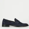 Mocassini tacco 1cm camoscio blu