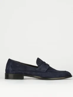 Mocassini tacco 1cm camoscio blu