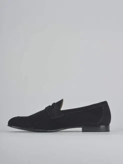 Mocassini tacco 1cm camoscio blu