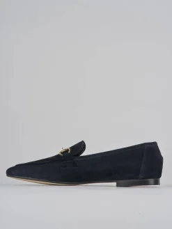 Mocassini tacco 1cm camoscio blu