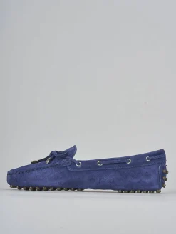 Mocassini tacco 1cm camoscio blu