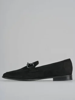 Mocassini tacco 1cm camoscio nero