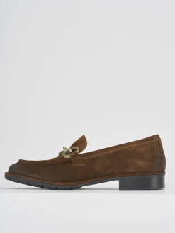 Mocassini tacco 1cm camoscio marrone