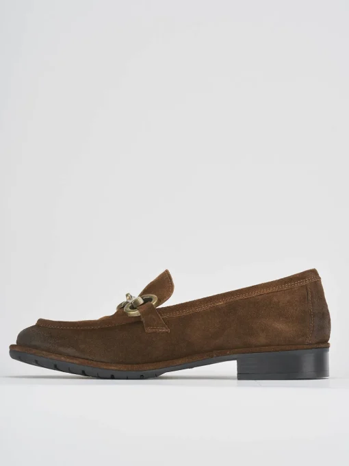 Mocassini tacco 1cm camoscio marrone