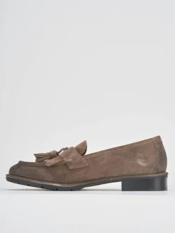 Mocassini tacco 2cm camoscio beige