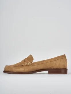 Mocassini tacco 2cm camoscio beige