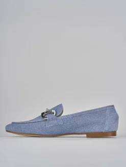 Mocassini tacco 1cm camoscio jeans