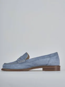 Mocassini tacco 1cm camoscio jeans