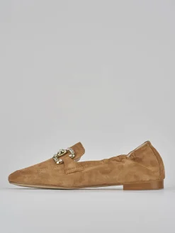 Mocassini tacco 1cm camoscio marrone