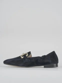 Mocassini tacco 1cm camoscio blu