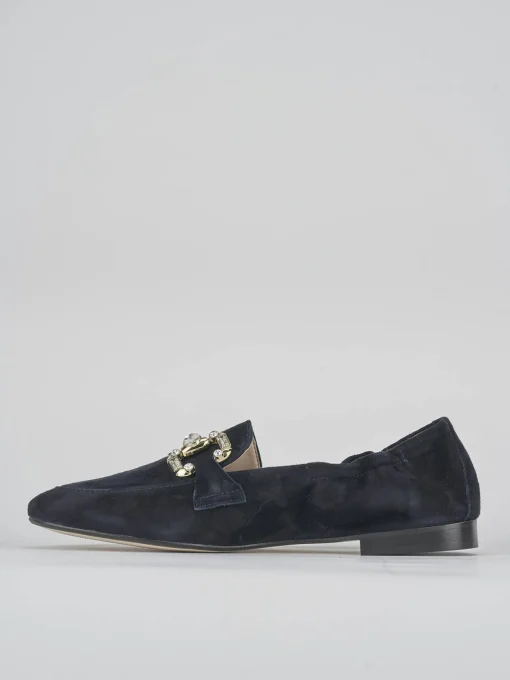 Mocassini tacco 1cm camoscio blu