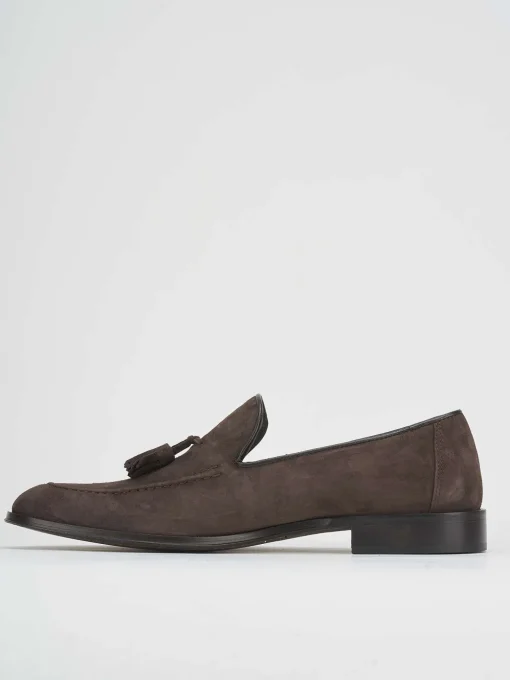 Mocassini tacco 2cm camoscio testa