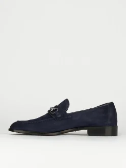 Mocassini tacco 1cm camoscio blu