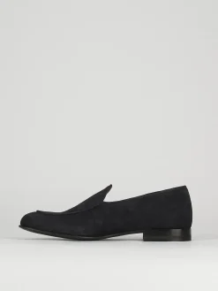 Mocassini tacco 2cm camoscio blu