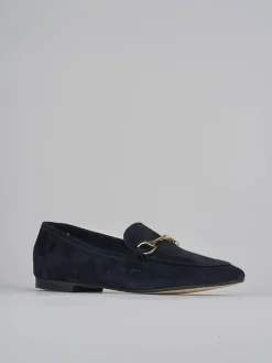 Mocassini tacco 1cm camoscio blu