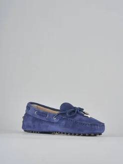 Mocassini tacco 1cm camoscio blu