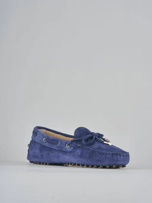Mocassini tacco 1cm camoscio blu