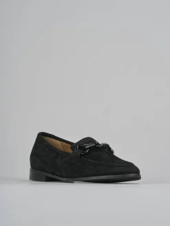 Mocassini tacco 1cm camoscio nero