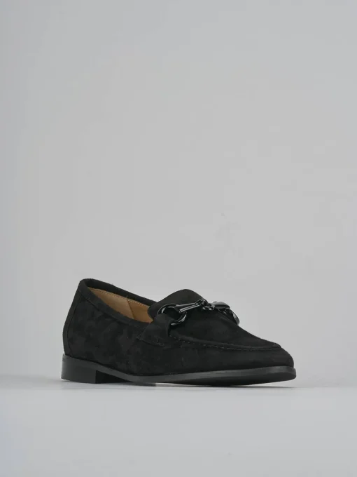 Mocassini tacco 1cm camoscio nero