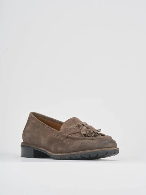 Mocassini tacco 2cm camoscio beige
