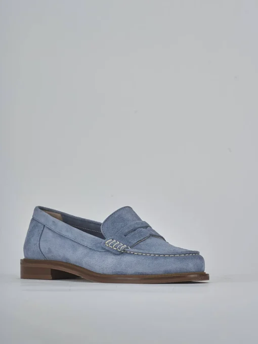 Mocassini tacco 1cm camoscio jeans