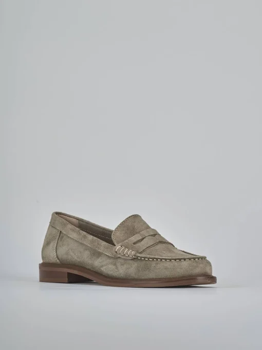 Mocassini tacco 1cm camoscio beige