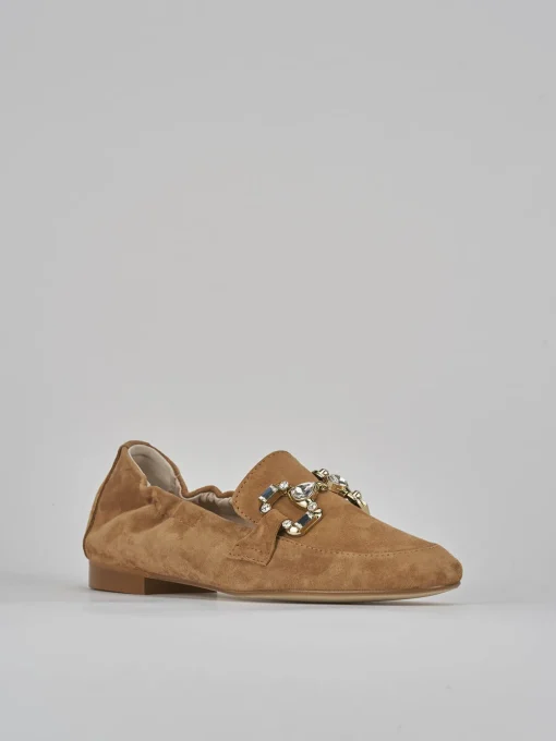 Mocassini tacco 1cm camoscio marrone