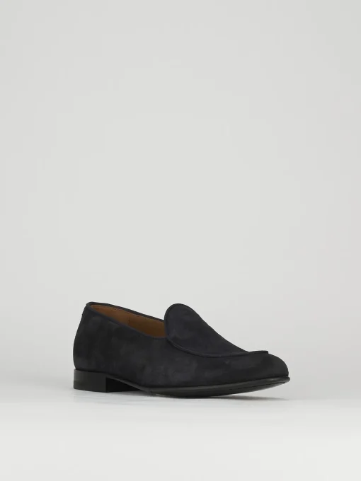Mocassini tacco 2cm camoscio blu