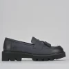 Mocassini tacco 3cm nabuk blu