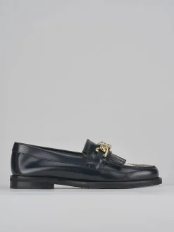Mocassini tacco 1cm pelle blu