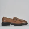 Mocassini tacco 2cm pelle marrone
